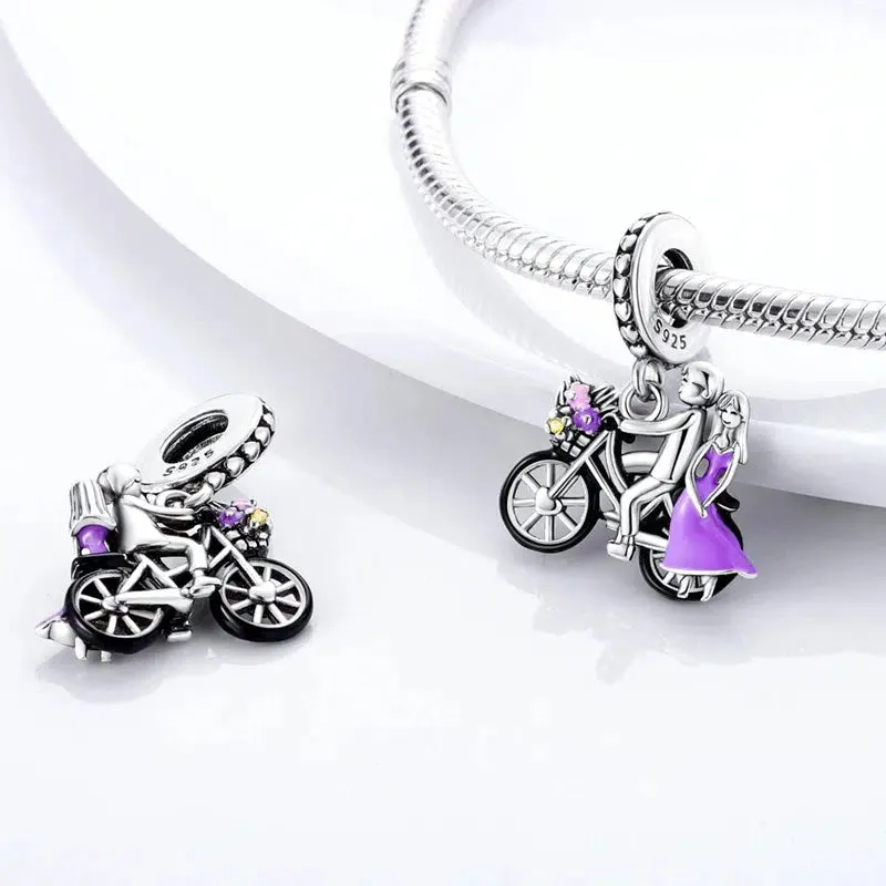 Cycolinks Purple Duo Sterling Silver Bicycle Charm
