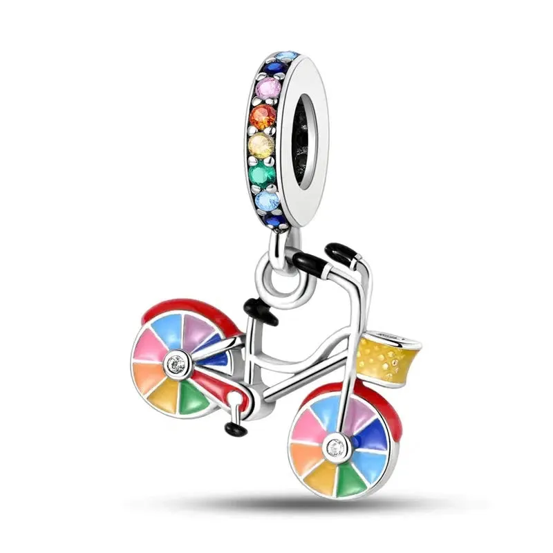 Cycolinks Rainbow Ride Sterling Silver Bicycle Charm