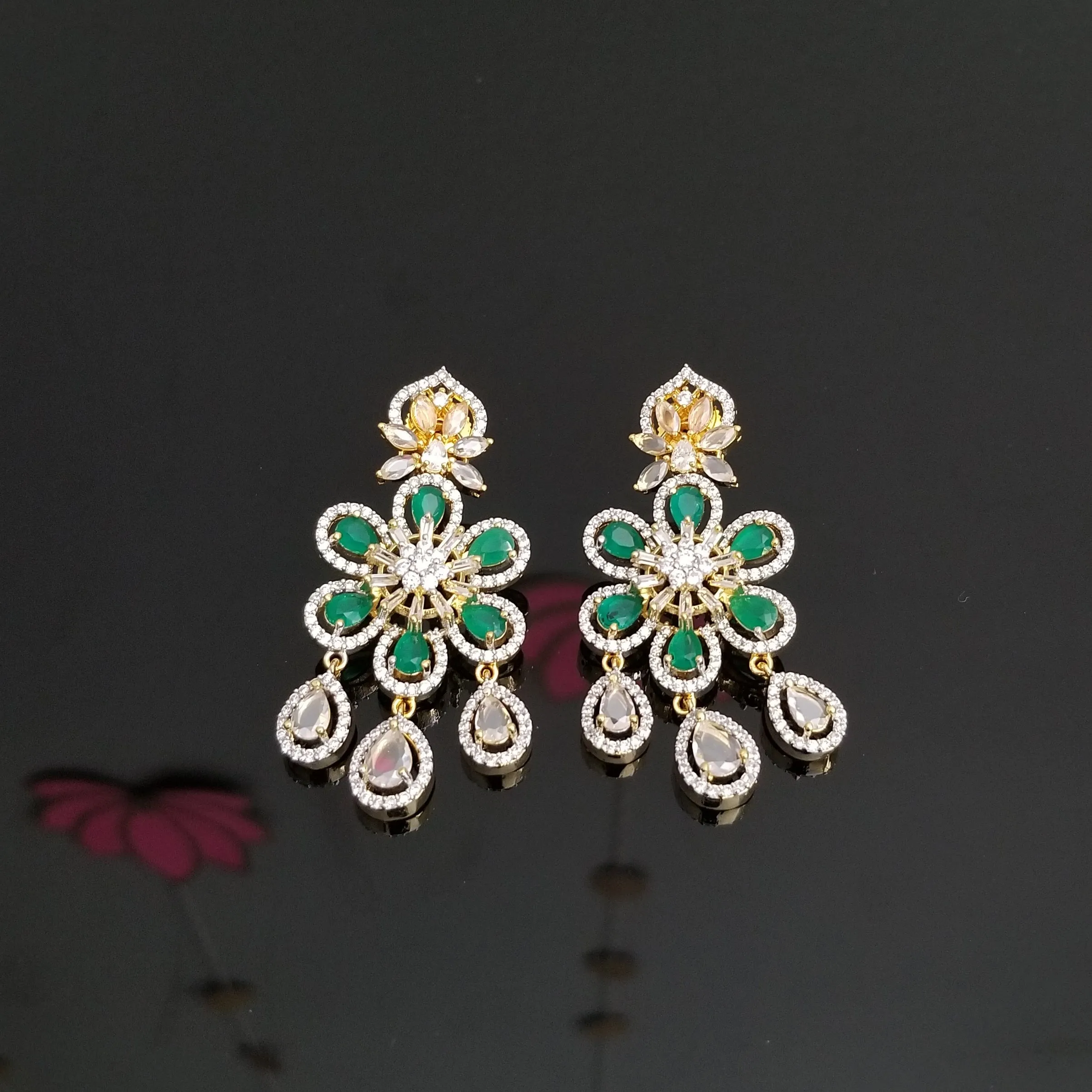 CZ Classic Earring With 2 Tone Plating T20