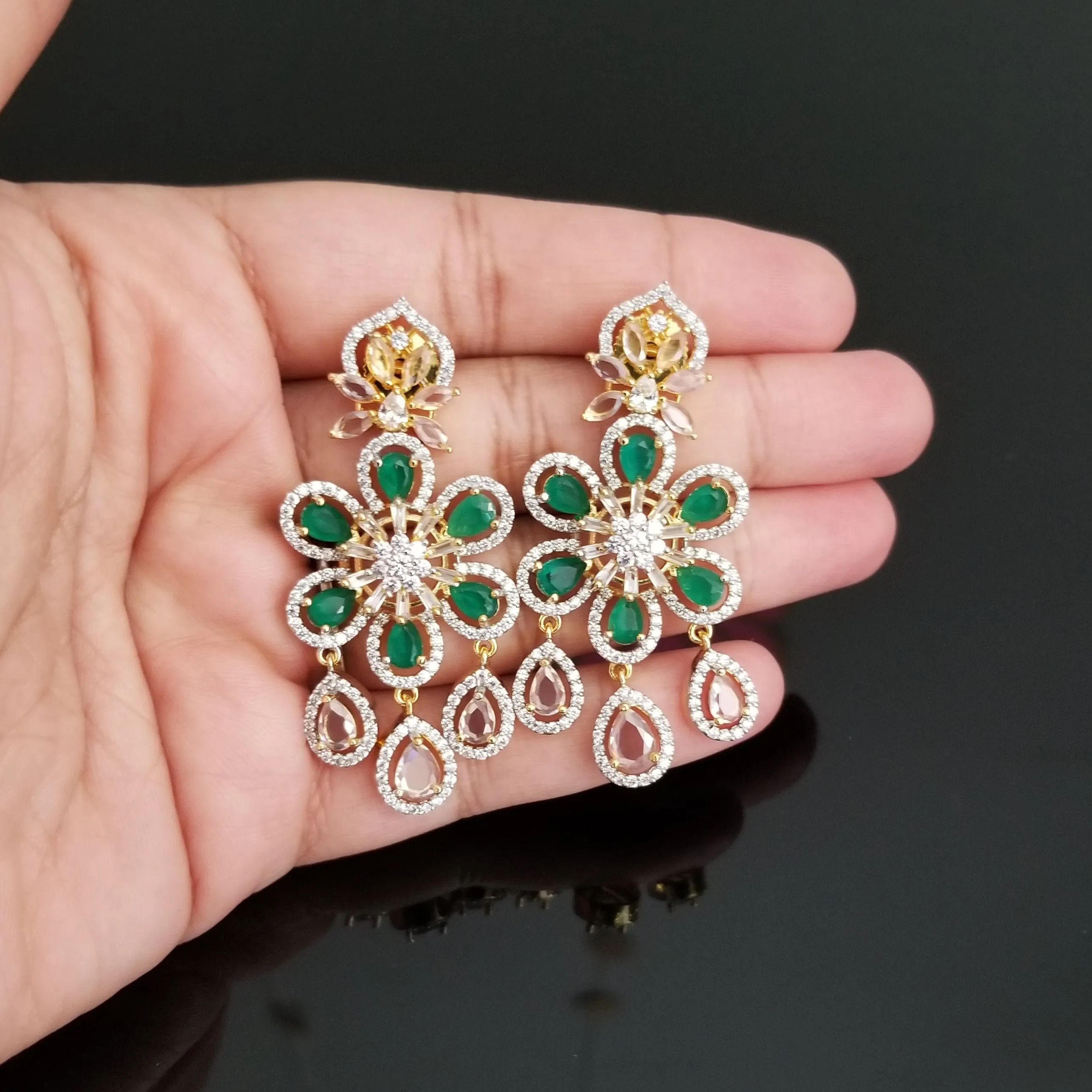 CZ Classic Earring With 2 Tone Plating T20