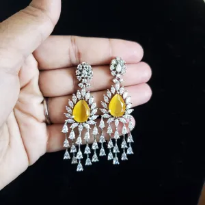 Cz Classic Earring With Rhodium Plating Yellow