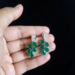 Cz Classic Earring With Rhodium Plating
