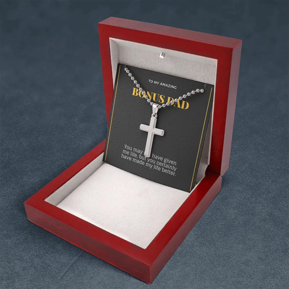 Dad Cross Necklace-You made my life better