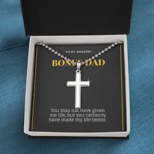 Dad Cross Necklace-You made my life better