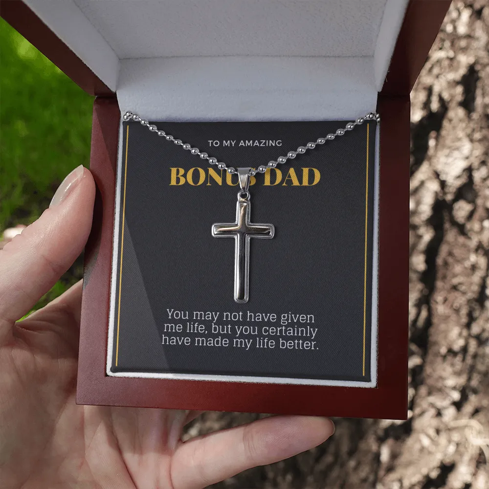 Dad Cross Necklace-You made my life better