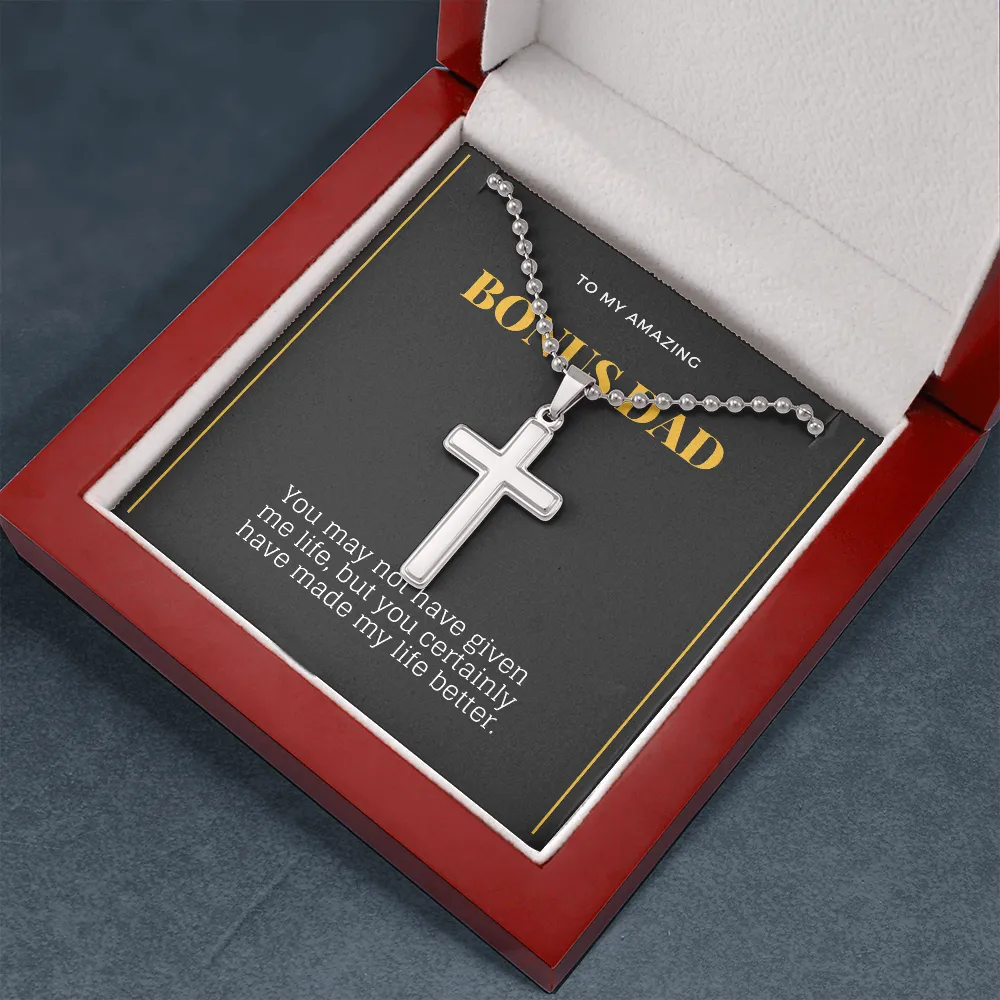 Dad Cross Necklace-You made my life better