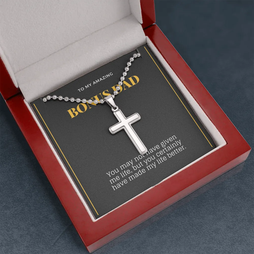 Dad Cross Necklace-You made my life better