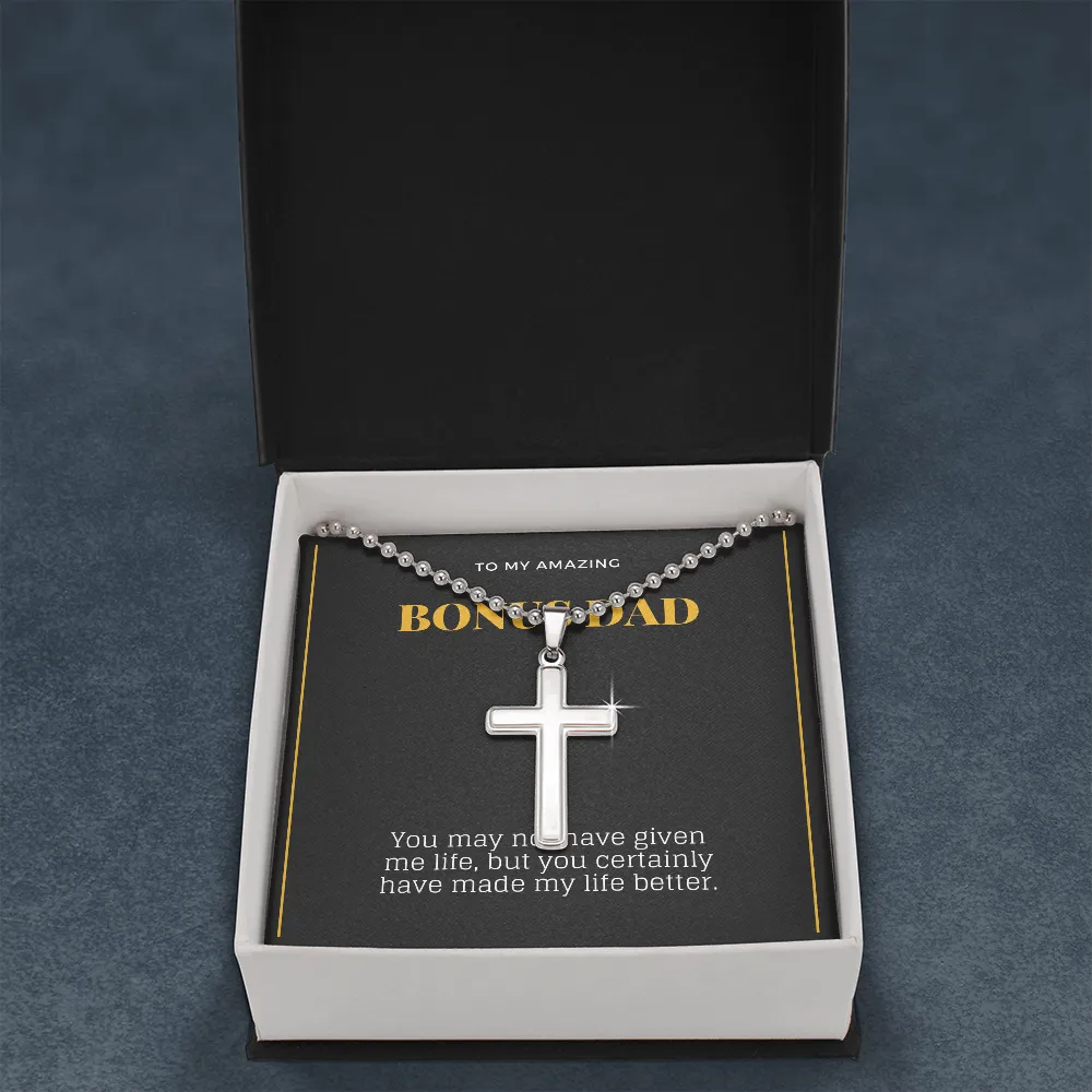 Dad Cross Necklace-You made my life better