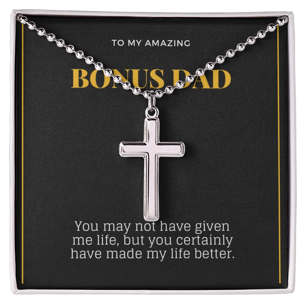 Dad Cross Necklace-You made my life better