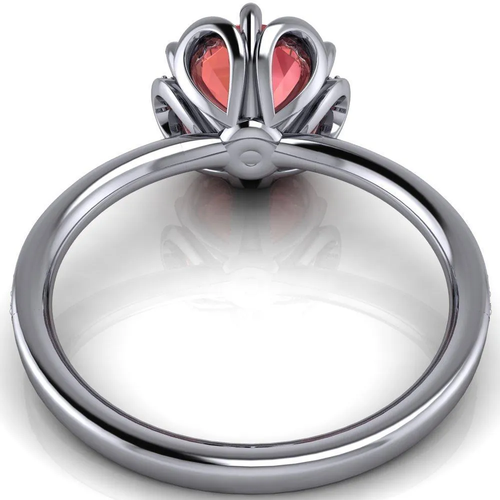 Daisy Round Padparadscha Sapphire Floral Diamond Basket Design and Diamond Shoulders Ring