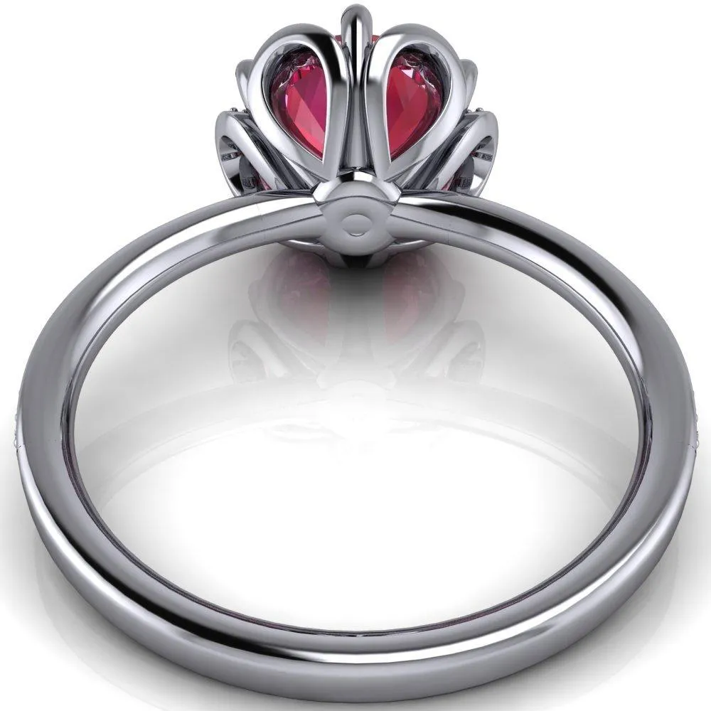 Daisy Round Pink Sapphire Floral Diamond Basket Design and Diamond Shoulders Ring