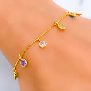 Dangling Dotted 22k Gold CZ Bracelet