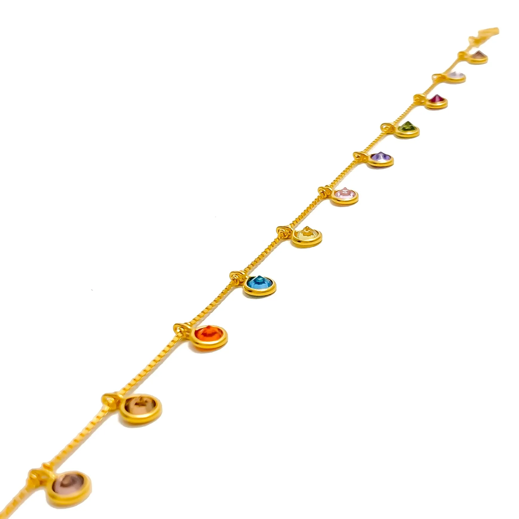 Dangling Dotted 22k Gold CZ Bracelet