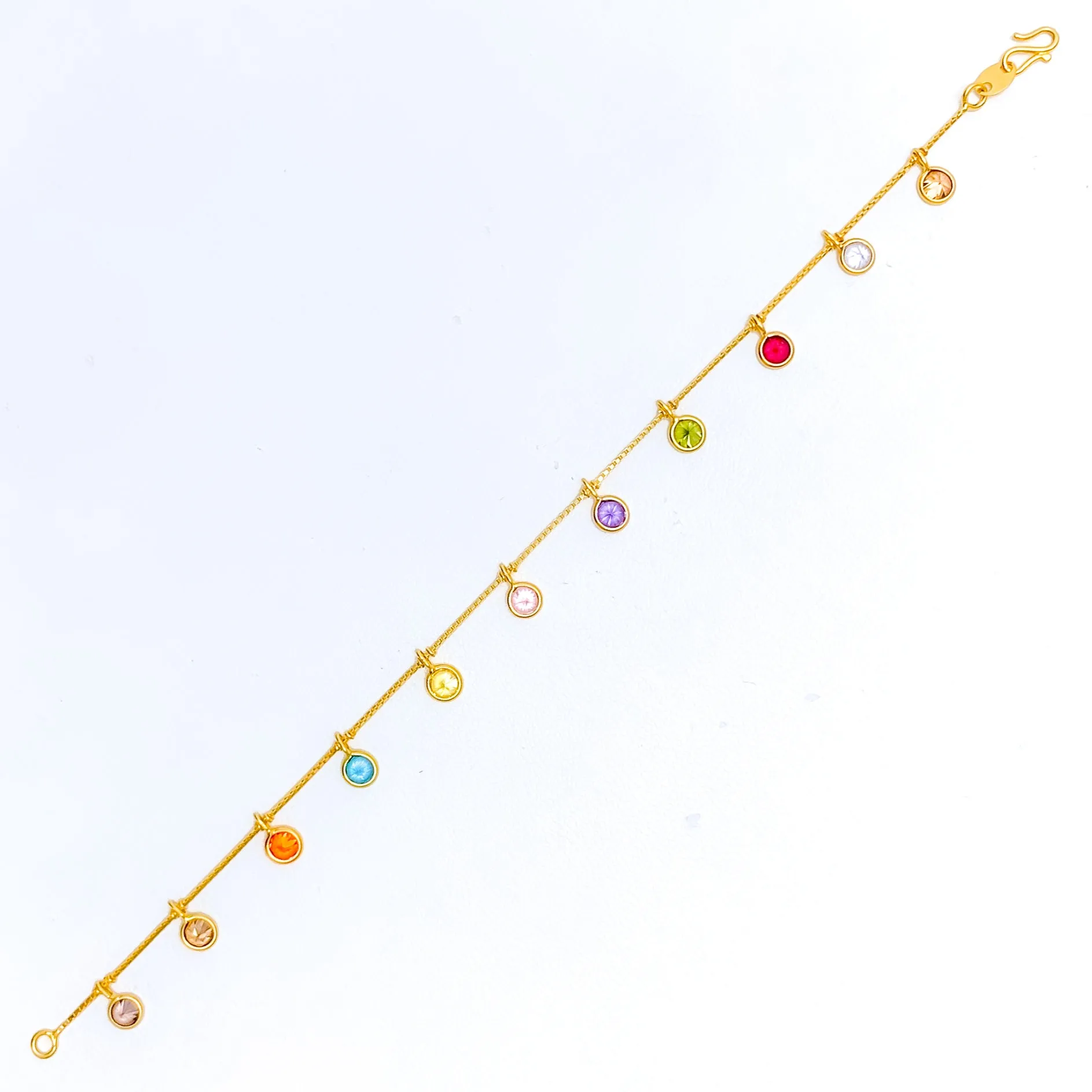 Dangling Dotted 22k Gold CZ Bracelet