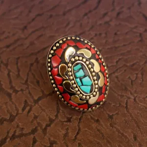 Designer Tibetan Finger Rings Multicolor