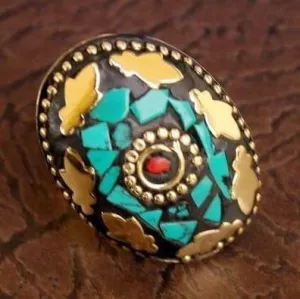 Designer Tibetan Finger Rings Multicolor