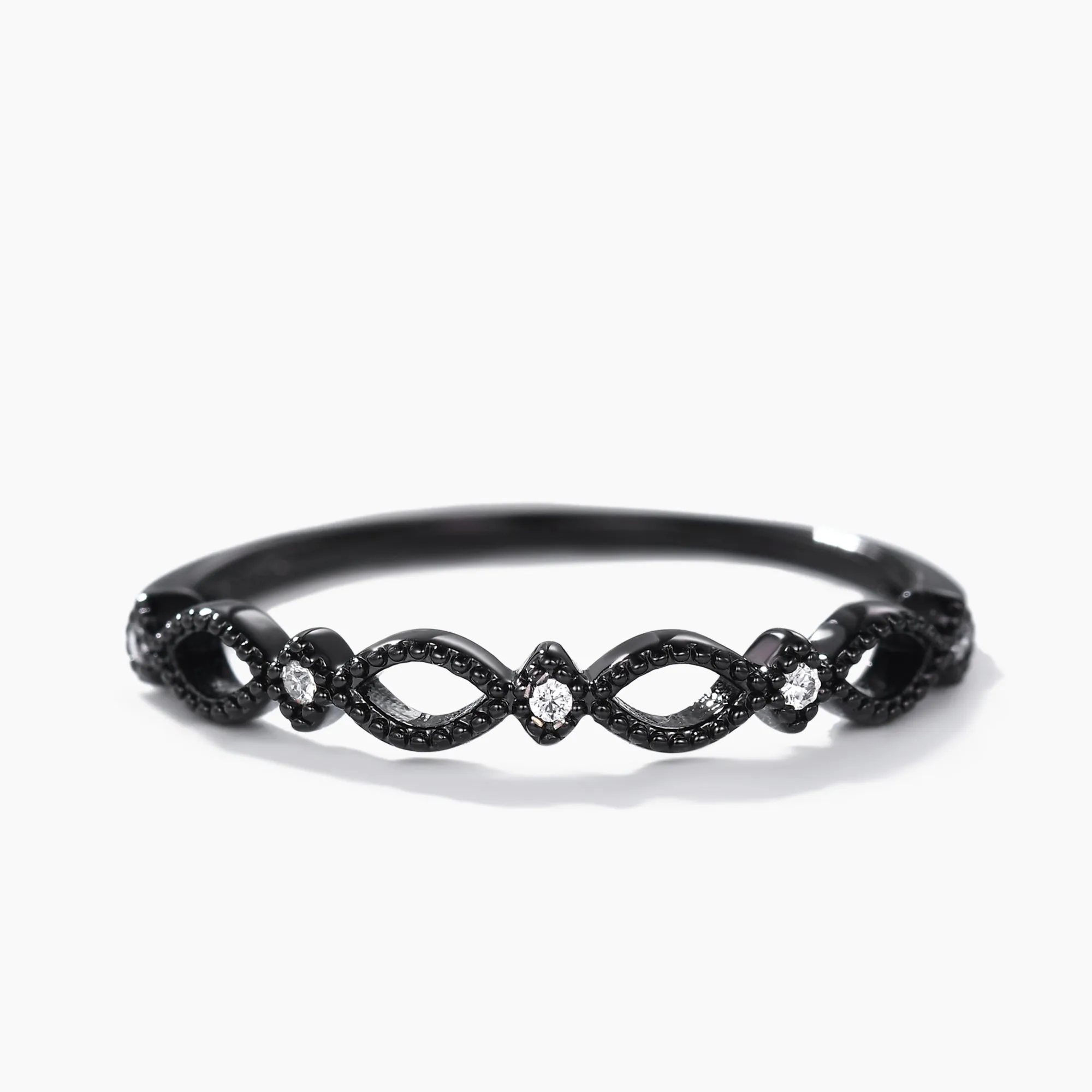 Diamond Black Gold Wedding Ring Infinity Band