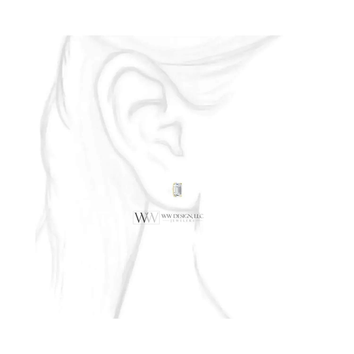 DIAMOND Earring Studs Emerald Cut 5 x 3.5mm 0.72 ctw (each 0.37cts) Genuine GHI VS Post w 14k Solid Gold (Yellow Rose White) Silver Platinum