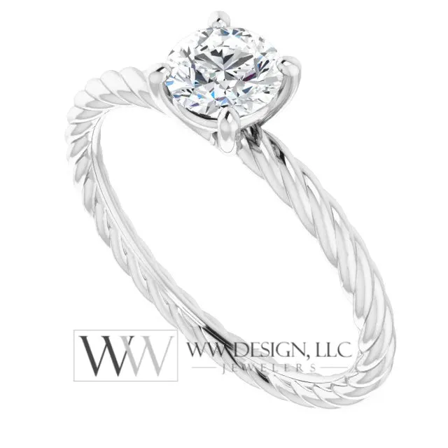 DIAMOND Engagement Ring Genuine F-H VS 0.5ct 5.2mm 14k Gold (Y, W, R) 18k Gold, Platinum Round Diamond Solitaire Engagement Promise Ring