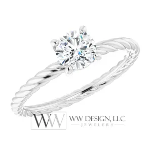DIAMOND Engagement Ring Genuine F-H VS 0.5ct 5.2mm 14k Gold (Y, W, R) 18k Gold, Platinum Round Diamond Solitaire Engagement Promise Ring