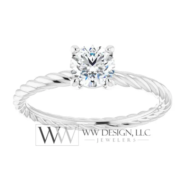DIAMOND Engagement Ring Genuine F-H VS 0.5ct 5.2mm 14k Gold (Y, W, R) 18k Gold, Platinum Round Diamond Solitaire Engagement Promise Ring