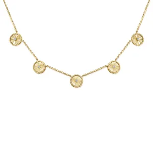 Diamond Fluted Circle Station Necklace