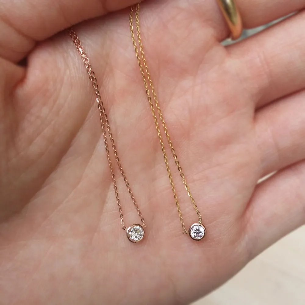 Diamond Opal Gold Necklace Dainty Jewelry Handmade