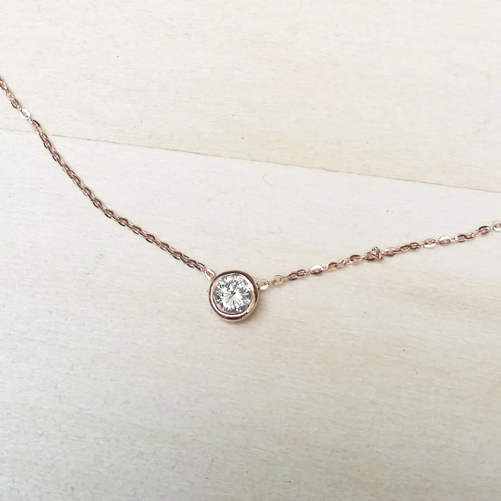 Diamond Opal Gold Necklace Dainty Jewelry Handmade