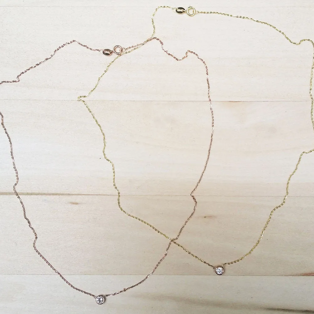 Diamond Opal Gold Necklace Dainty Jewelry Handmade