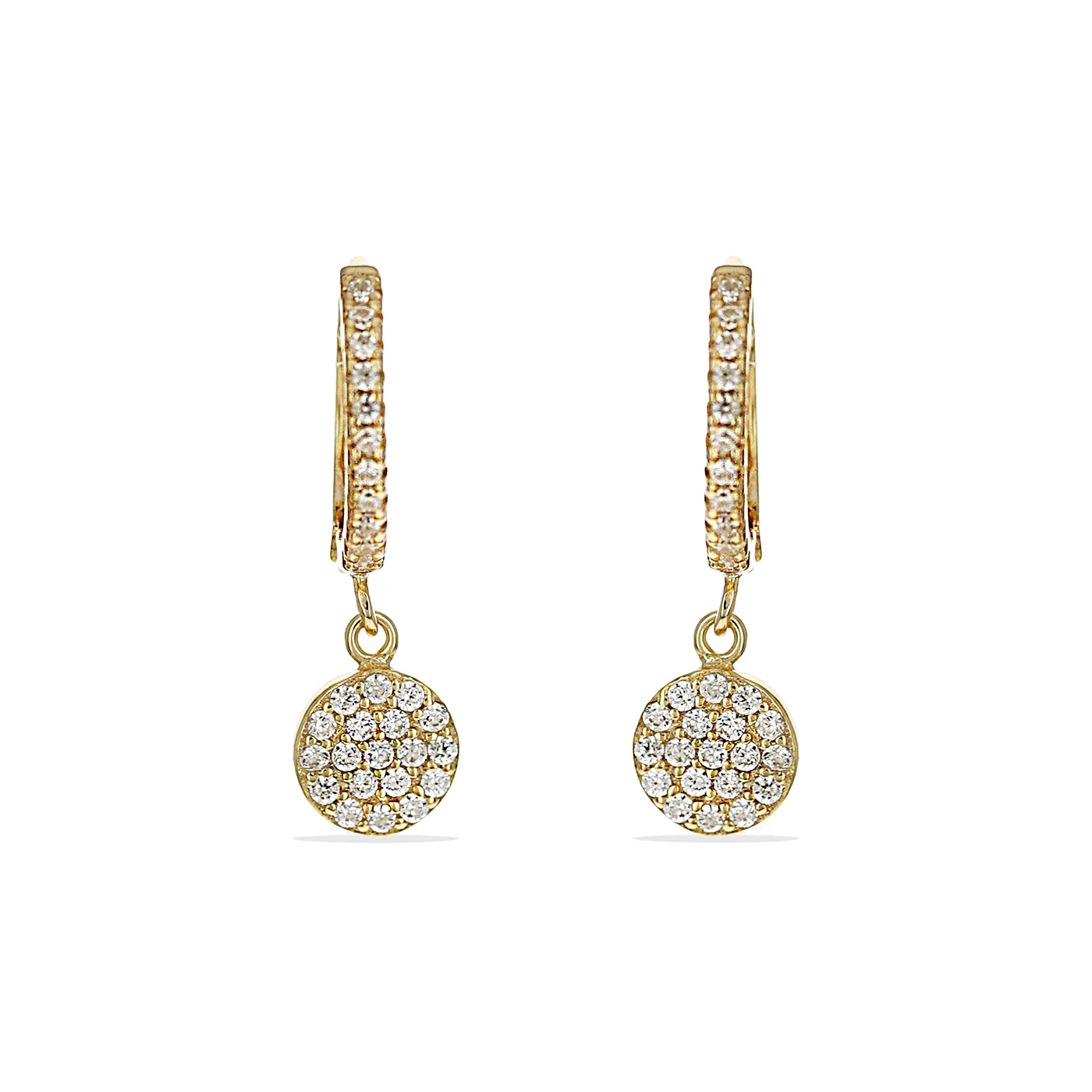 Disc Charm Huggie Hoop Earrings