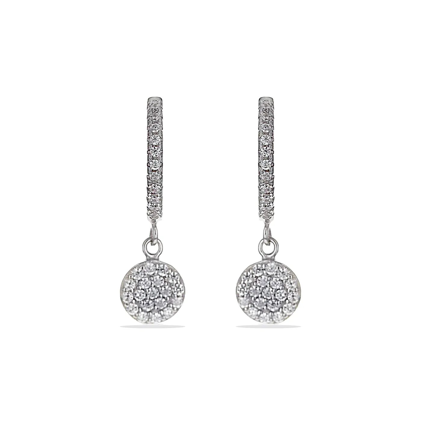 Disc Charm Huggie Hoop Earrings