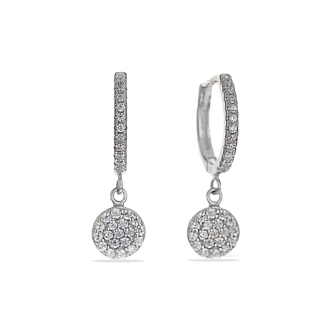 Disc Charm Huggie Hoop Earrings