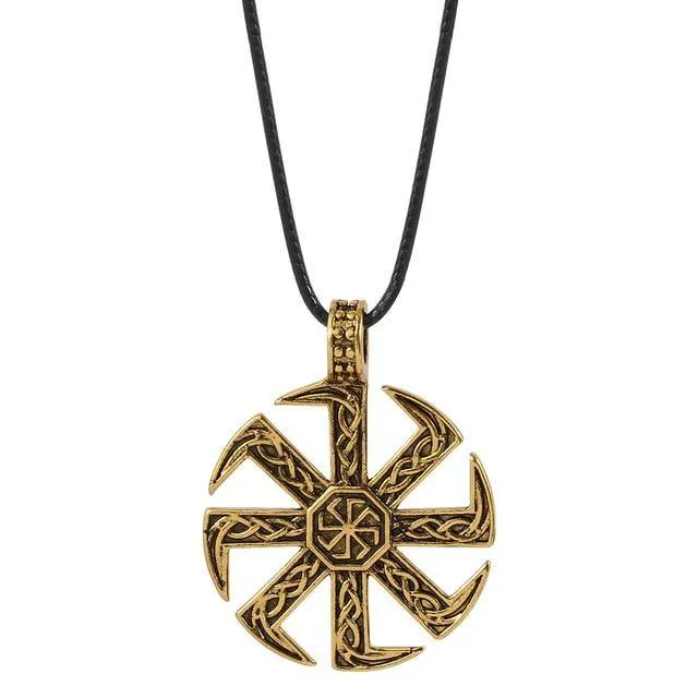 Double Sided Slavic Kolovrat Amulet Necklace