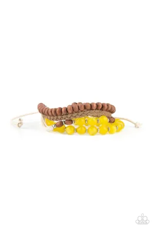 Down HOMESPUN Yellow Paparazzi Bracelet