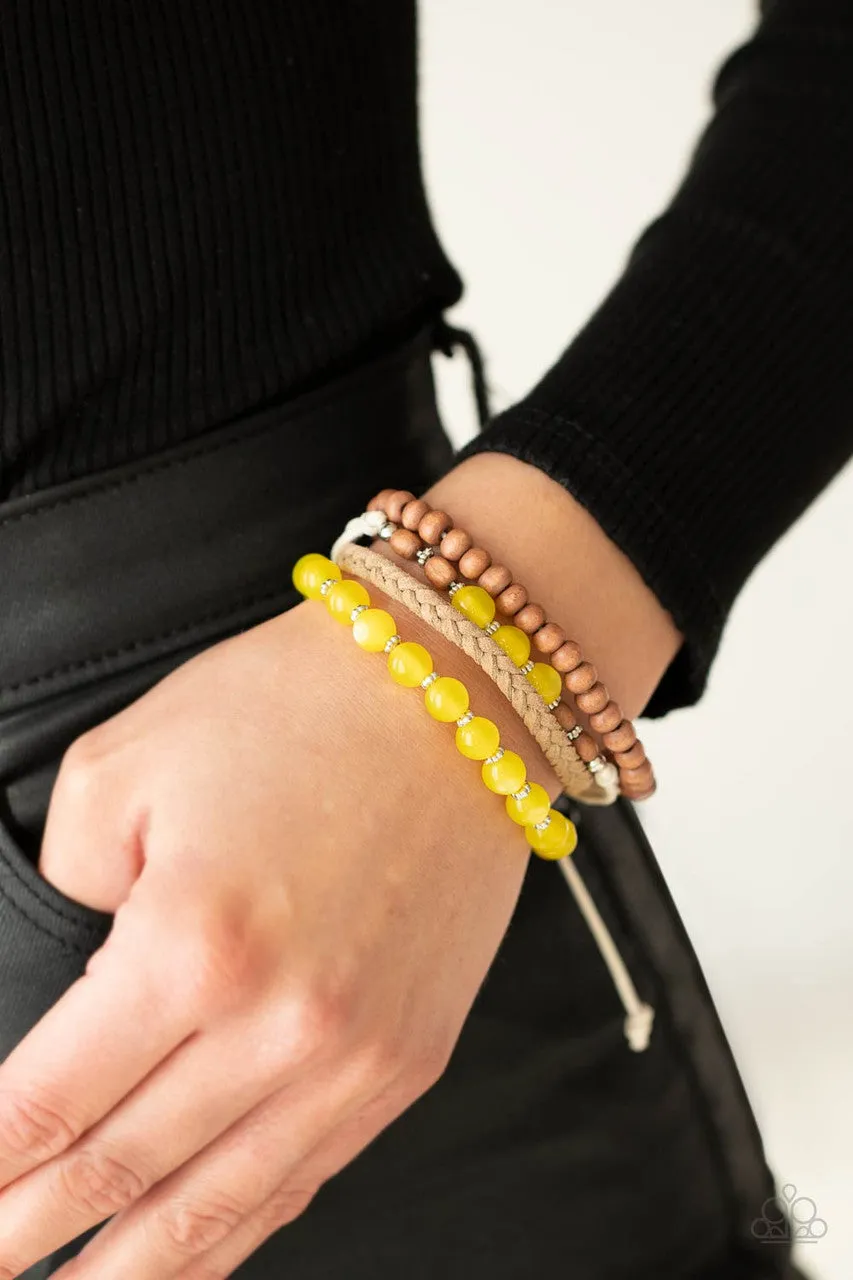 Down HOMESPUN Yellow Paparazzi Bracelet