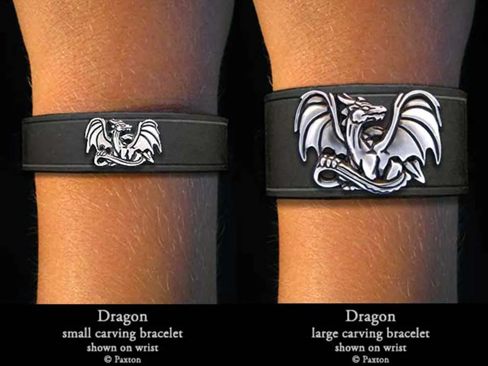 Dragon Bracelet Sterling Silver on Genuine Leather