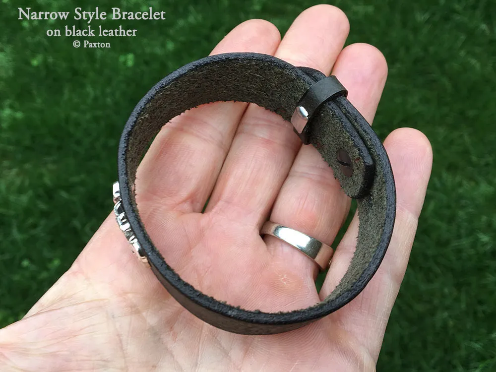 Dragon Bracelet Sterling Silver on Genuine Leather