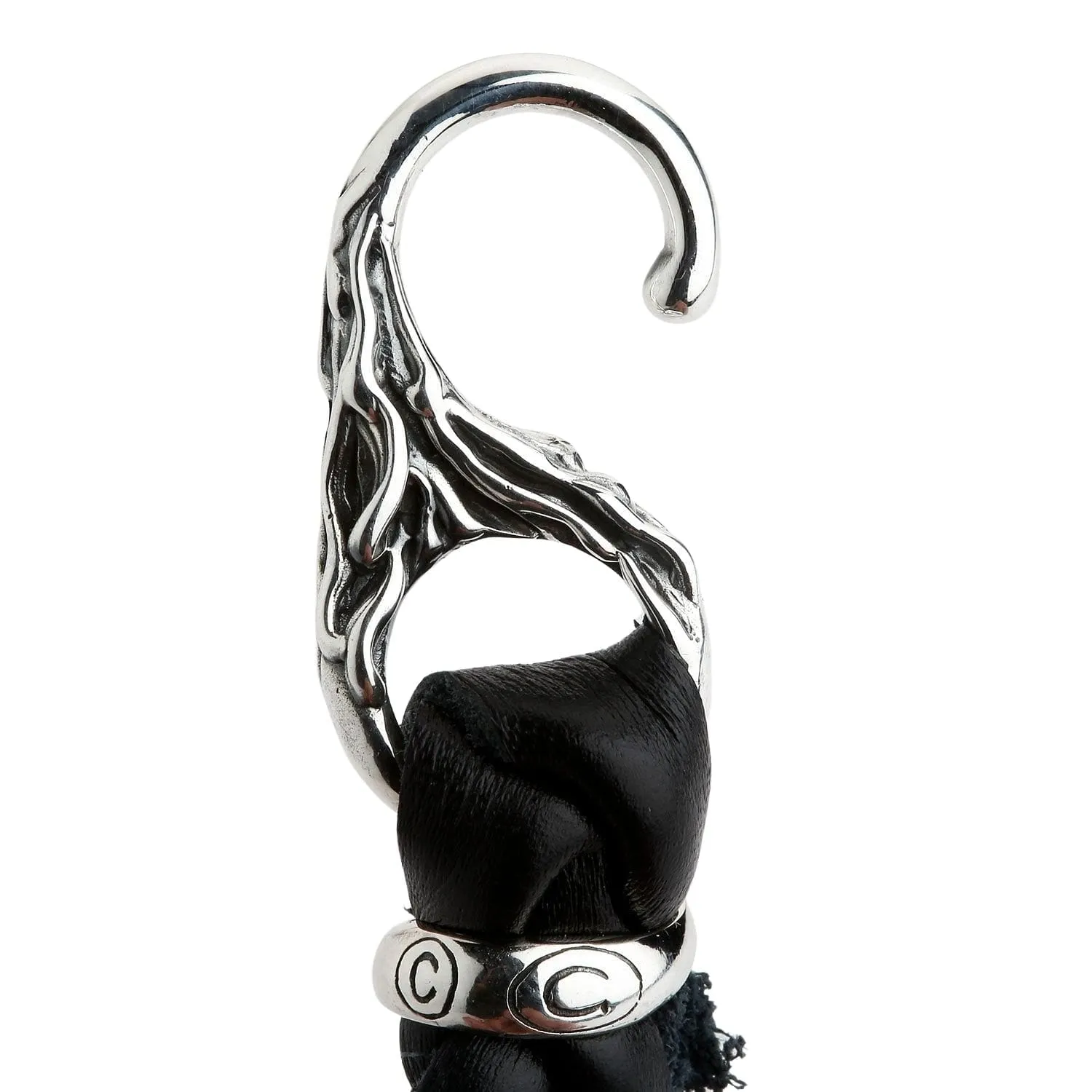 Dragon Head Sterling Silver Leather Chain Bracelet