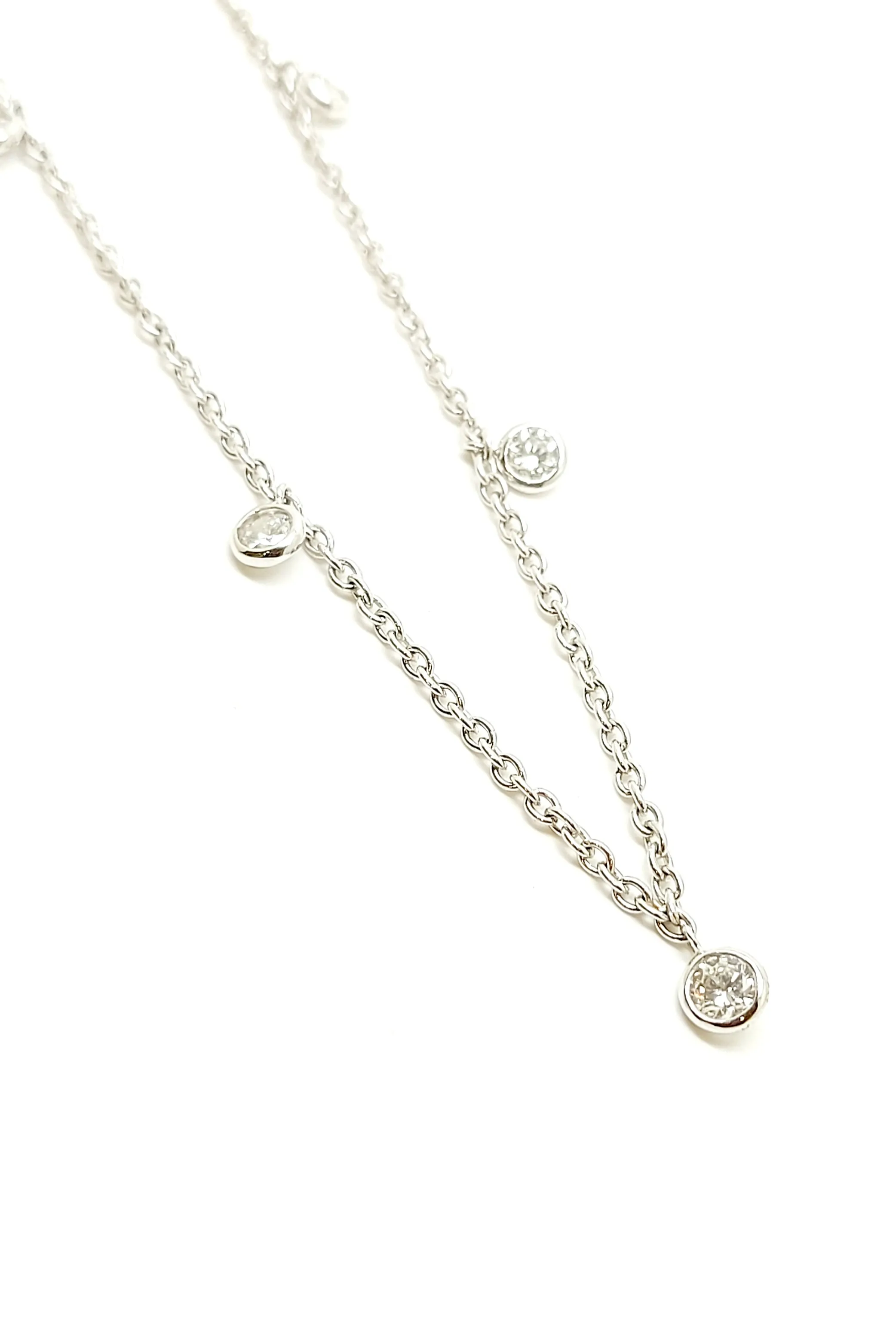 Drop Diamond Necklace In 14k White Gold (AD.NO.2828)