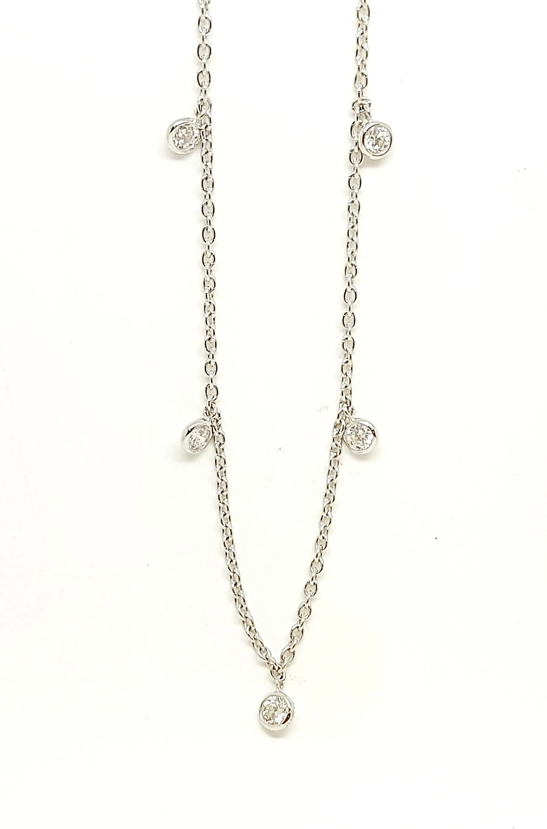 Drop Diamond Necklace In 14k White Gold (AD.NO.2828)