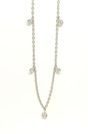 Drop Diamond Necklace In 14k White Gold (AD.NO.2828)