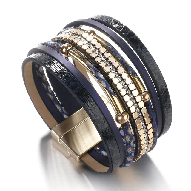 Dulcie Snakeskin Pattern Leather Bracelets