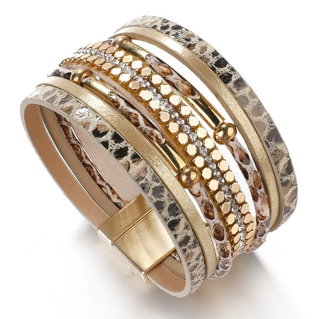 Dulcie Snakeskin Pattern Leather Bracelets