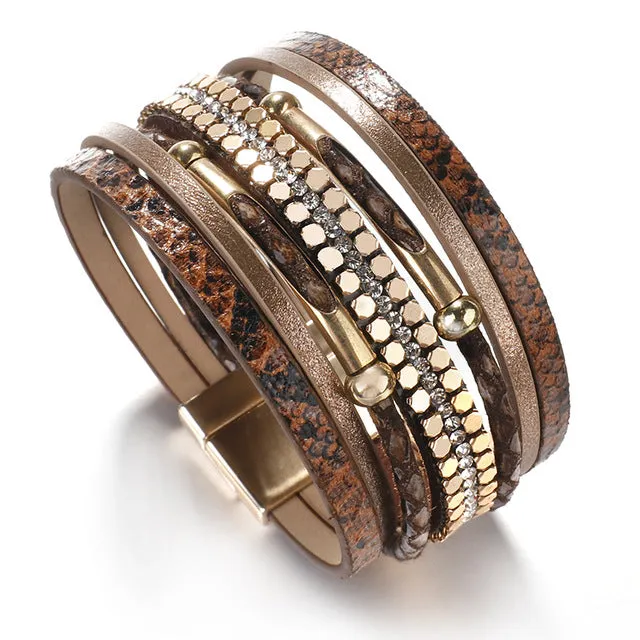 Dulcie Snakeskin Pattern Leather Bracelets