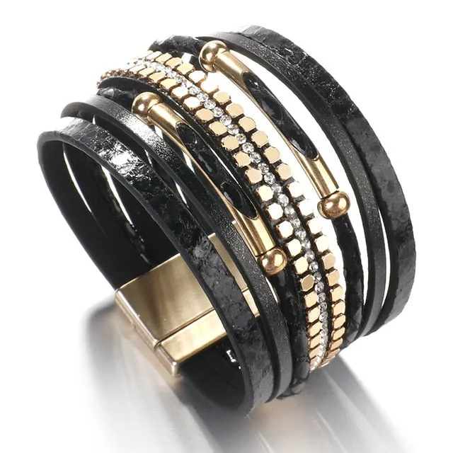 Dulcie Snakeskin Pattern Leather Bracelets