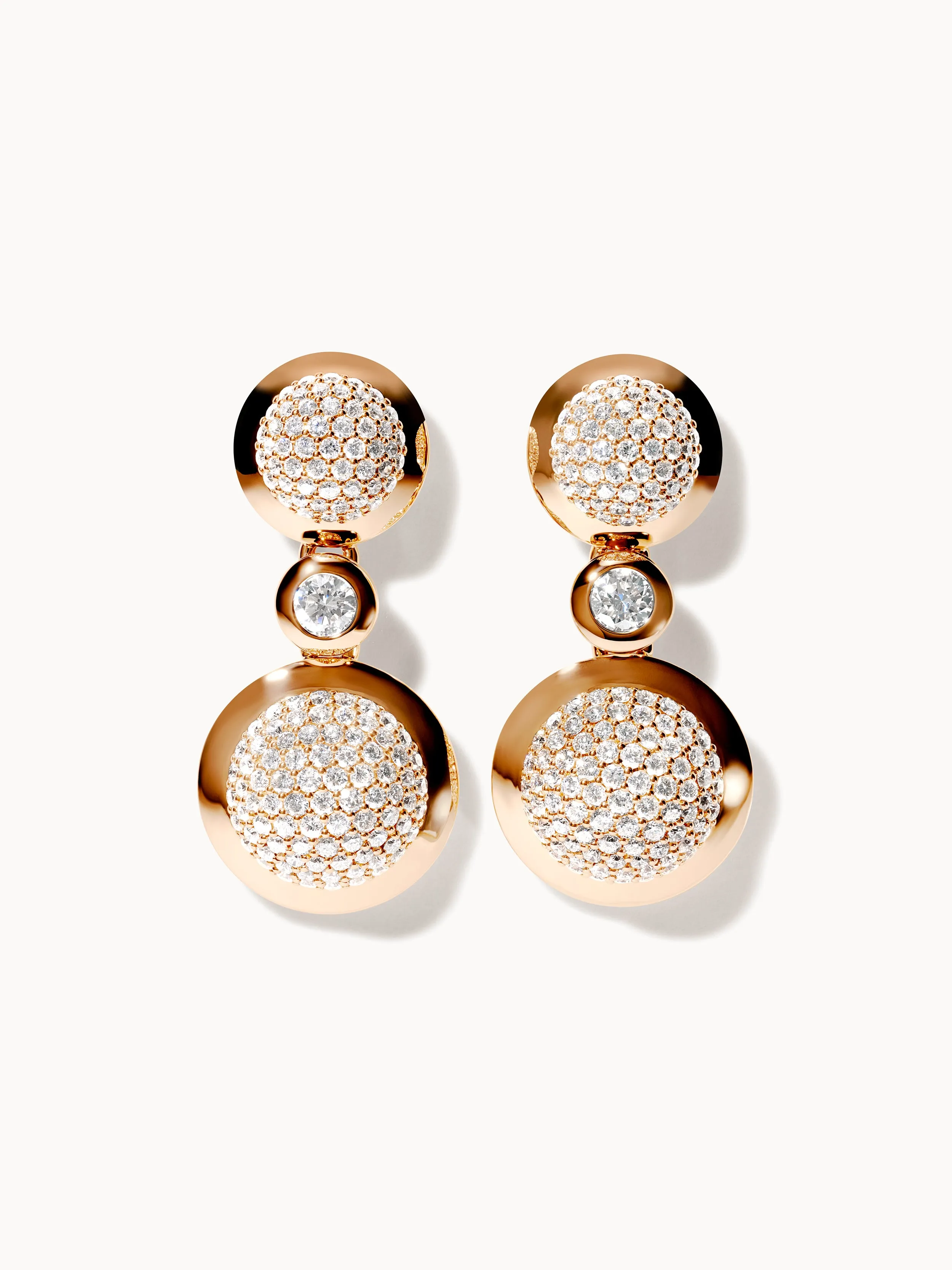 Earrings BOUTON 2 Cabochons Diamond Pavé / Classic Diamond Pavé / Classic