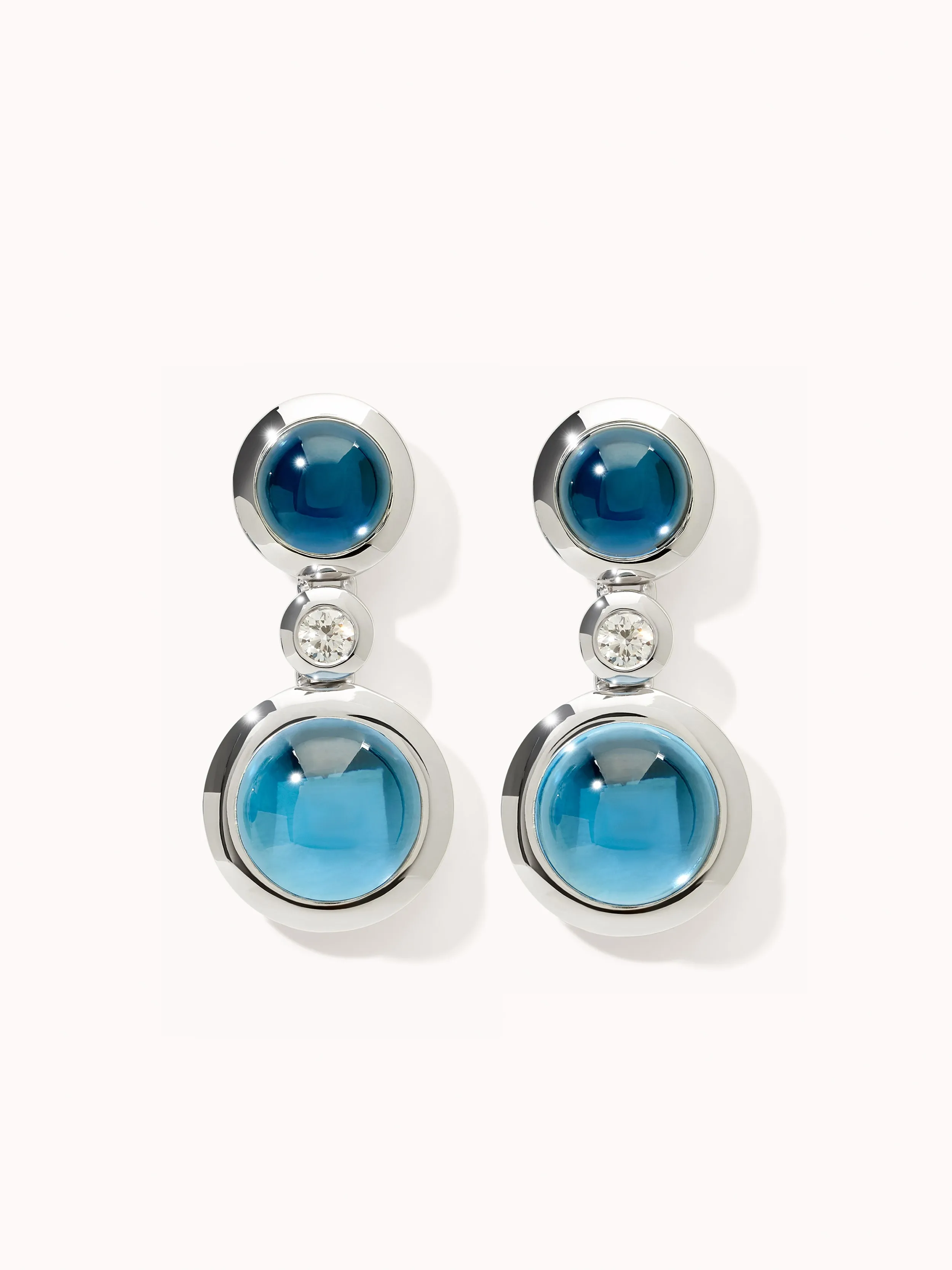 Earrings BOUTON 2 Cabochons 'Sky' / Classic 'Sky' / Classic