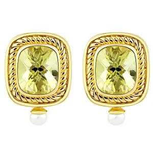 Earrings- Lemon Quartz And Pearl (1795D)