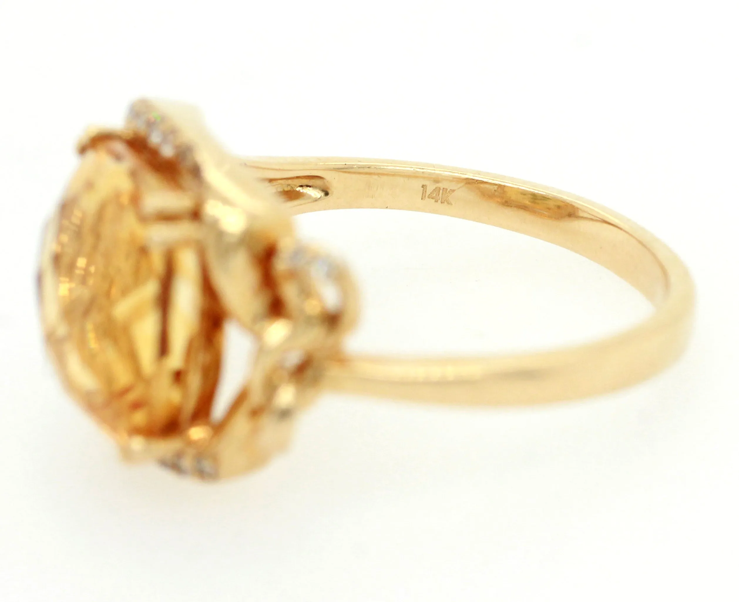 EFFY 1.39ctw Citrine and Diamond Cocktail Ring - 14k Yellow Gold | Size 7