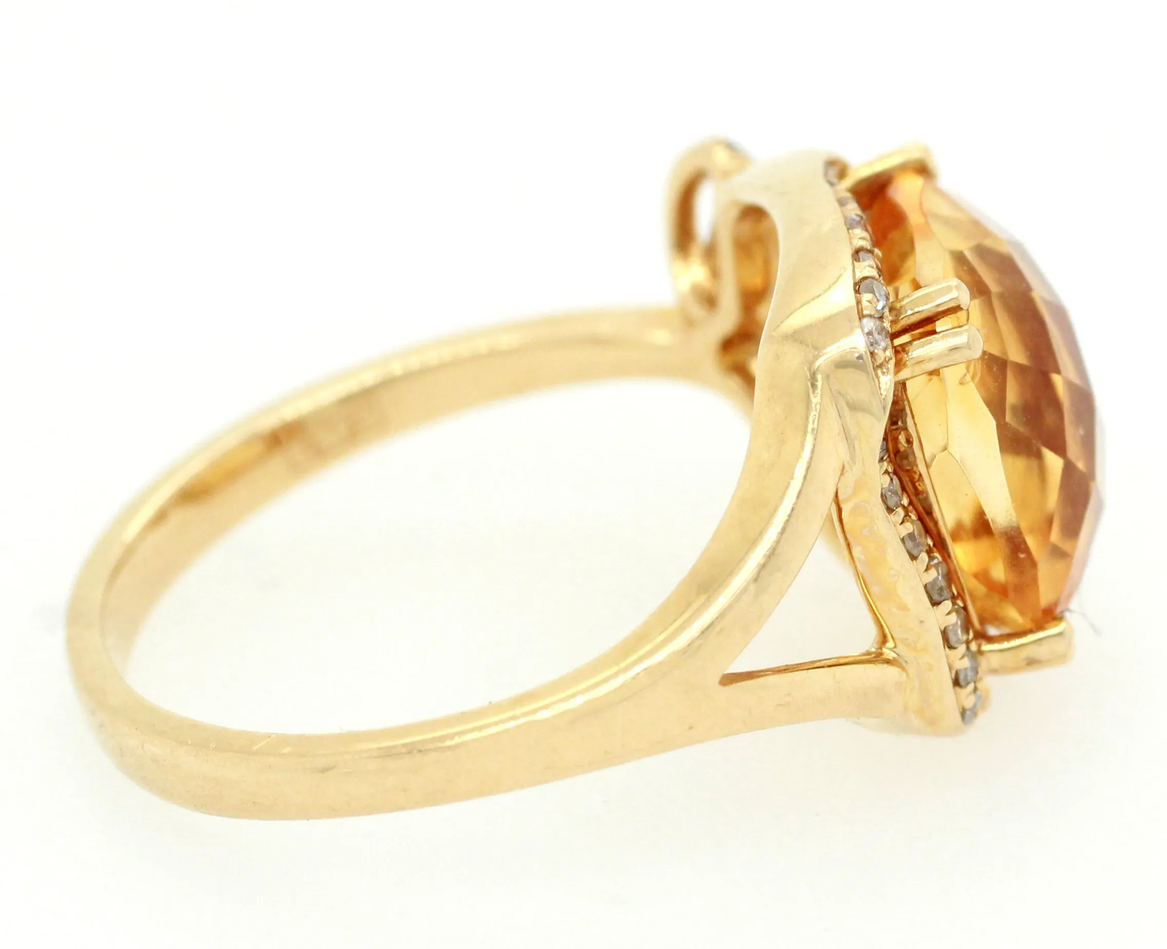EFFY 1.39ctw Citrine and Diamond Cocktail Ring - 14k Yellow Gold | Size 7